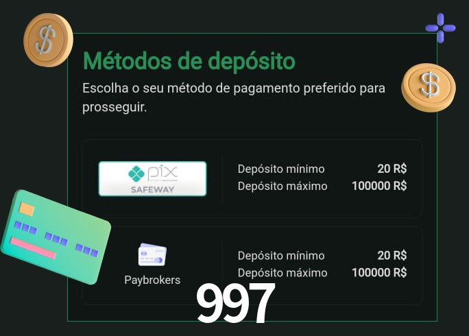 O cassino 997 oferece uma grande variedade de métodos de pagamento
